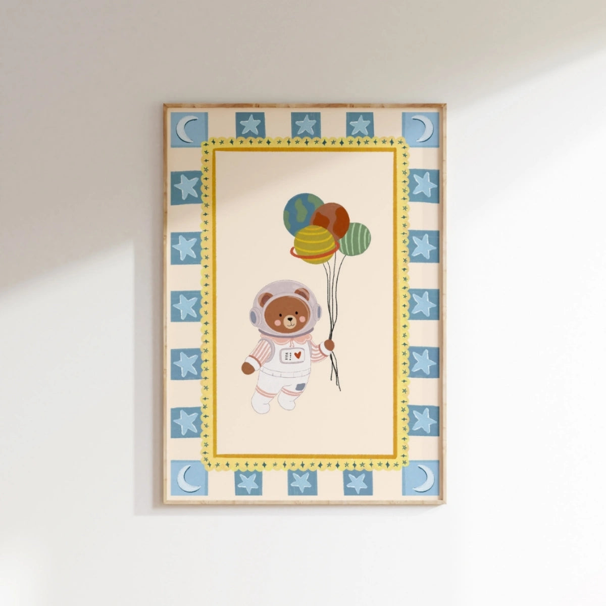 Astronaut Bear Space Nursery Wall Art, Space Nursery Decor