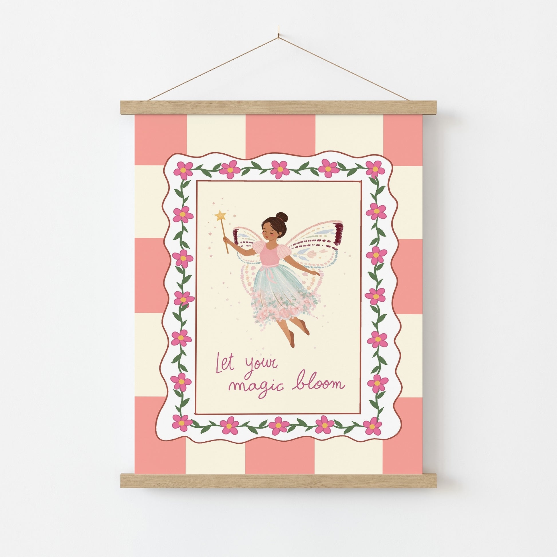 Stampa per cameretta dei bambini con fata rosa