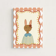 Vintage Bunny in a Blue Dress – Toile murale sur toile pour chambre de bébé et enfants
