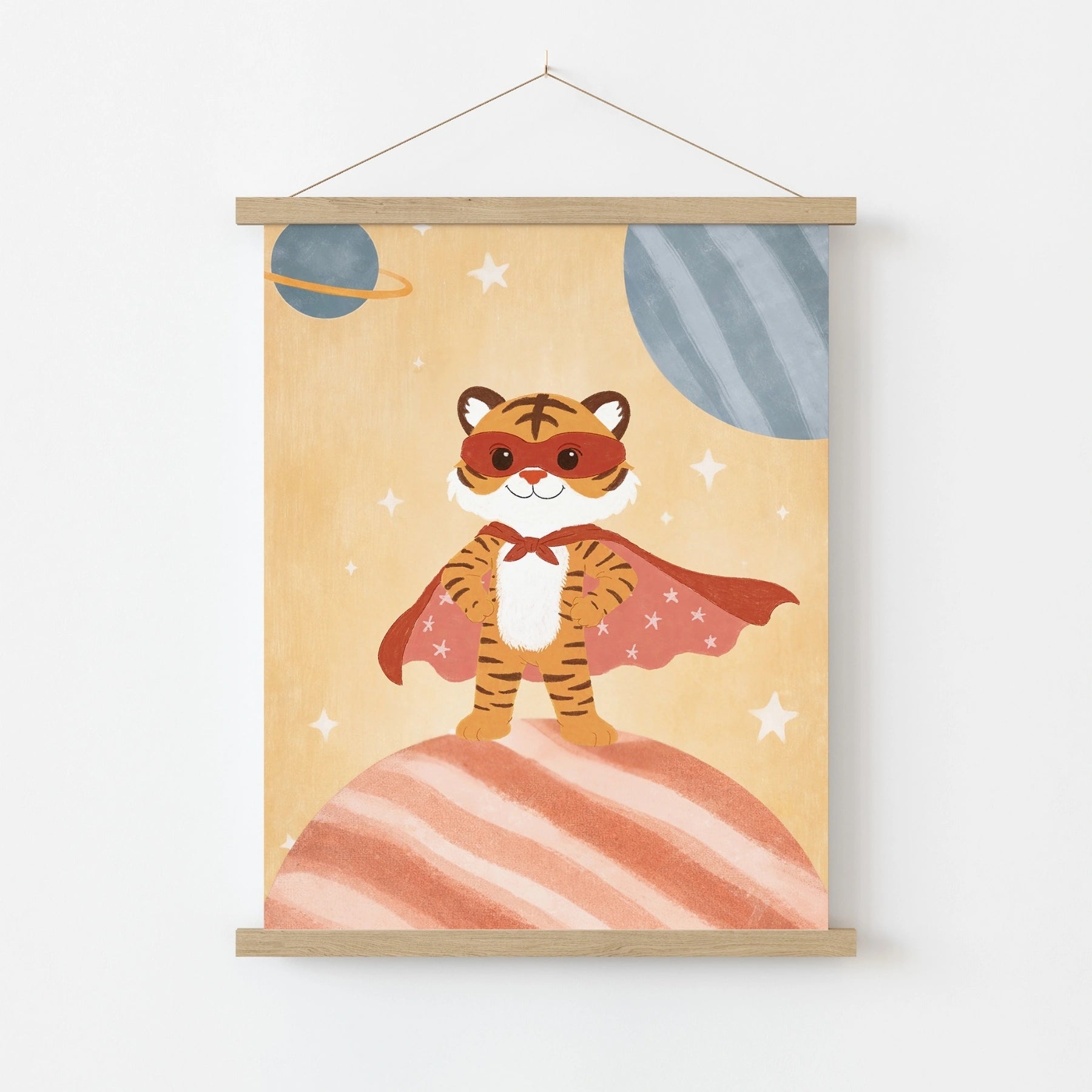 Superhero Tiger Space Nursery Wall Art