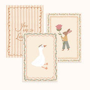 Goose, Bunny & Flowers – Nursery & Kids Wall Art Set of 3