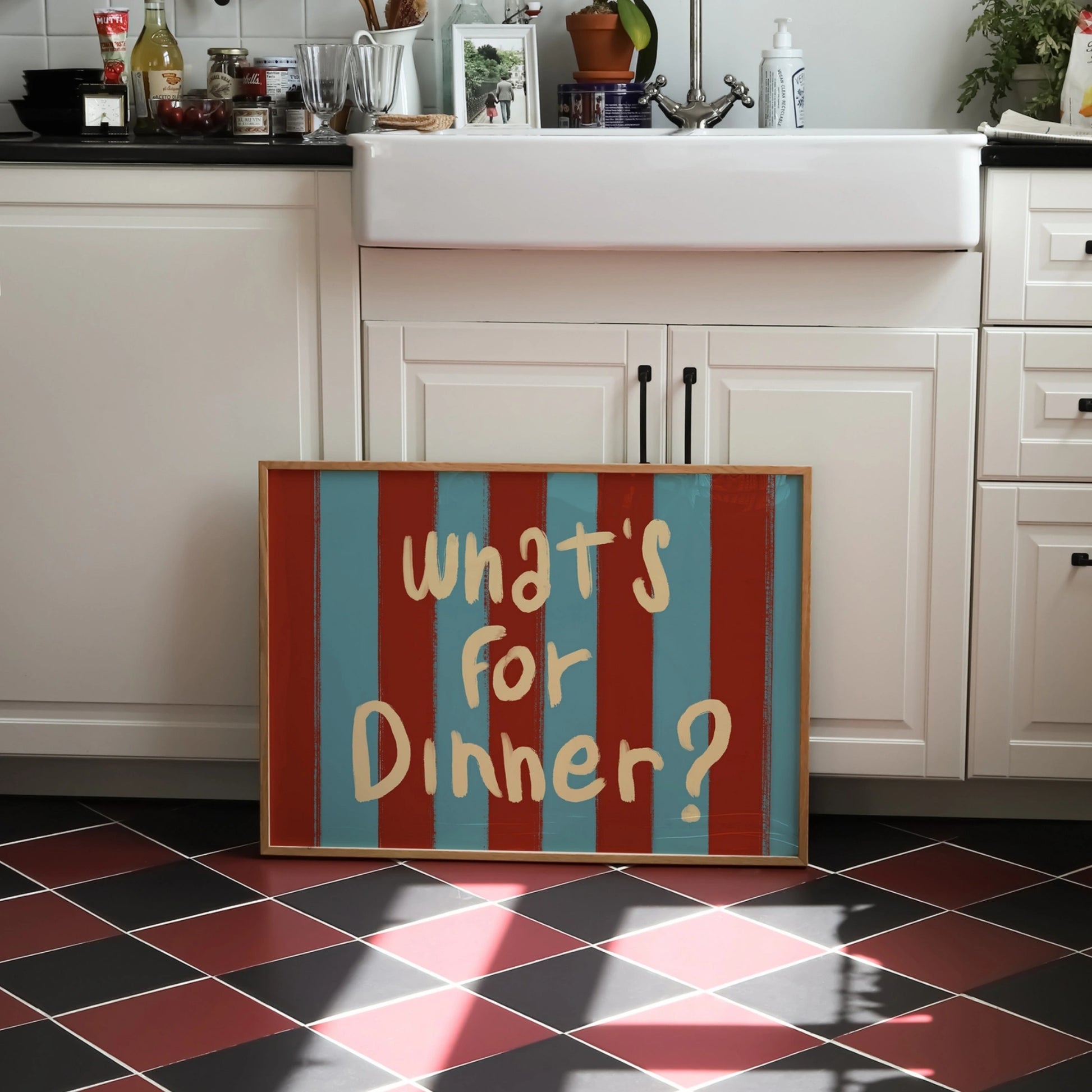 Decorazione murale per la tavola da pranzo italiana – Stampa di pasta, vino e cucina