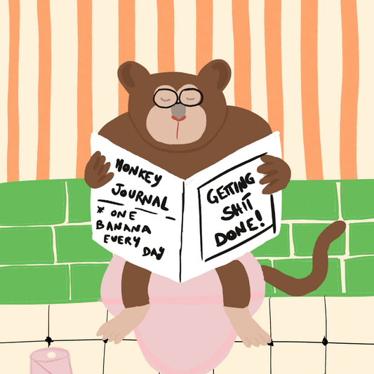 Funny Monkey Bathroom Wall Art – Maximalist Toilet Poster