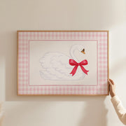 Swan with Pink Bow – Nursery & Kids wall art