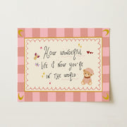 Pink How Wonderful Life Is – Arte de pared para bebés y niños