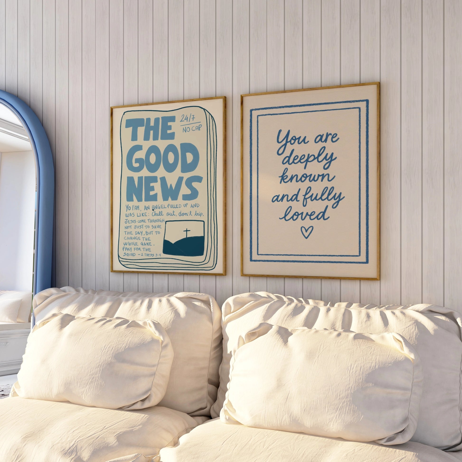 Blue Christian Wall Art Set of 2