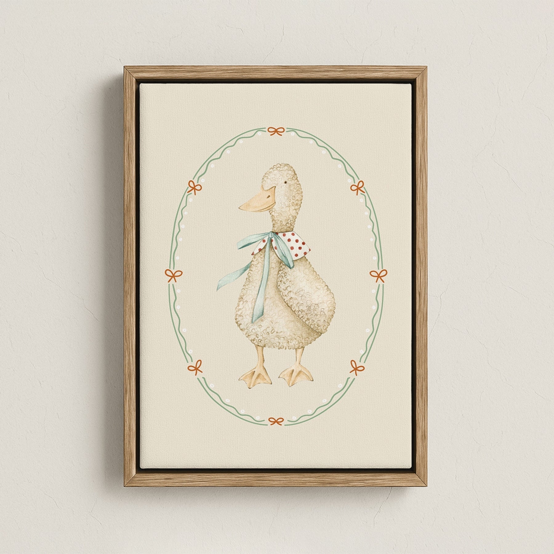Quadro su tela con anatra riccia