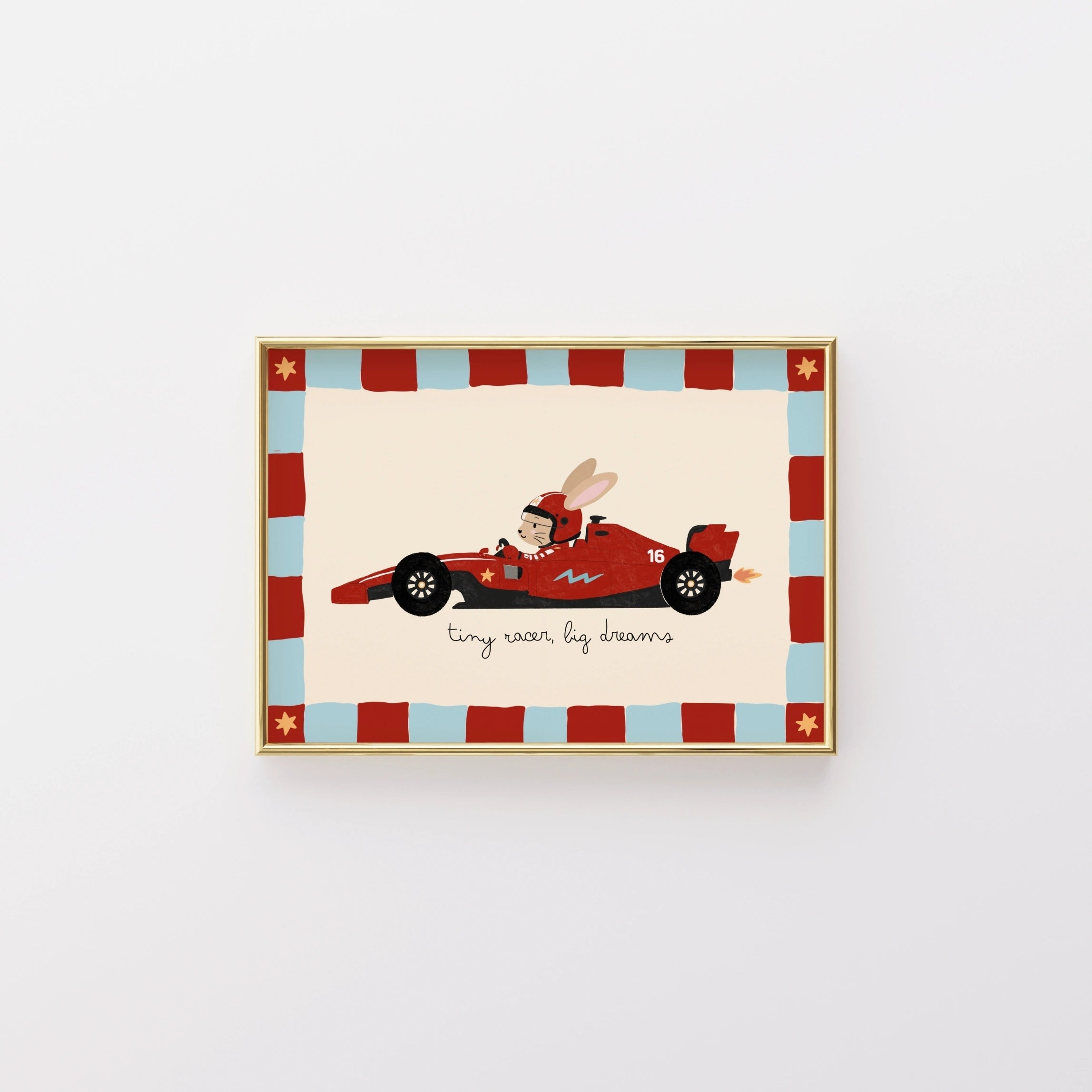 Race Car Bunny Nursery Print