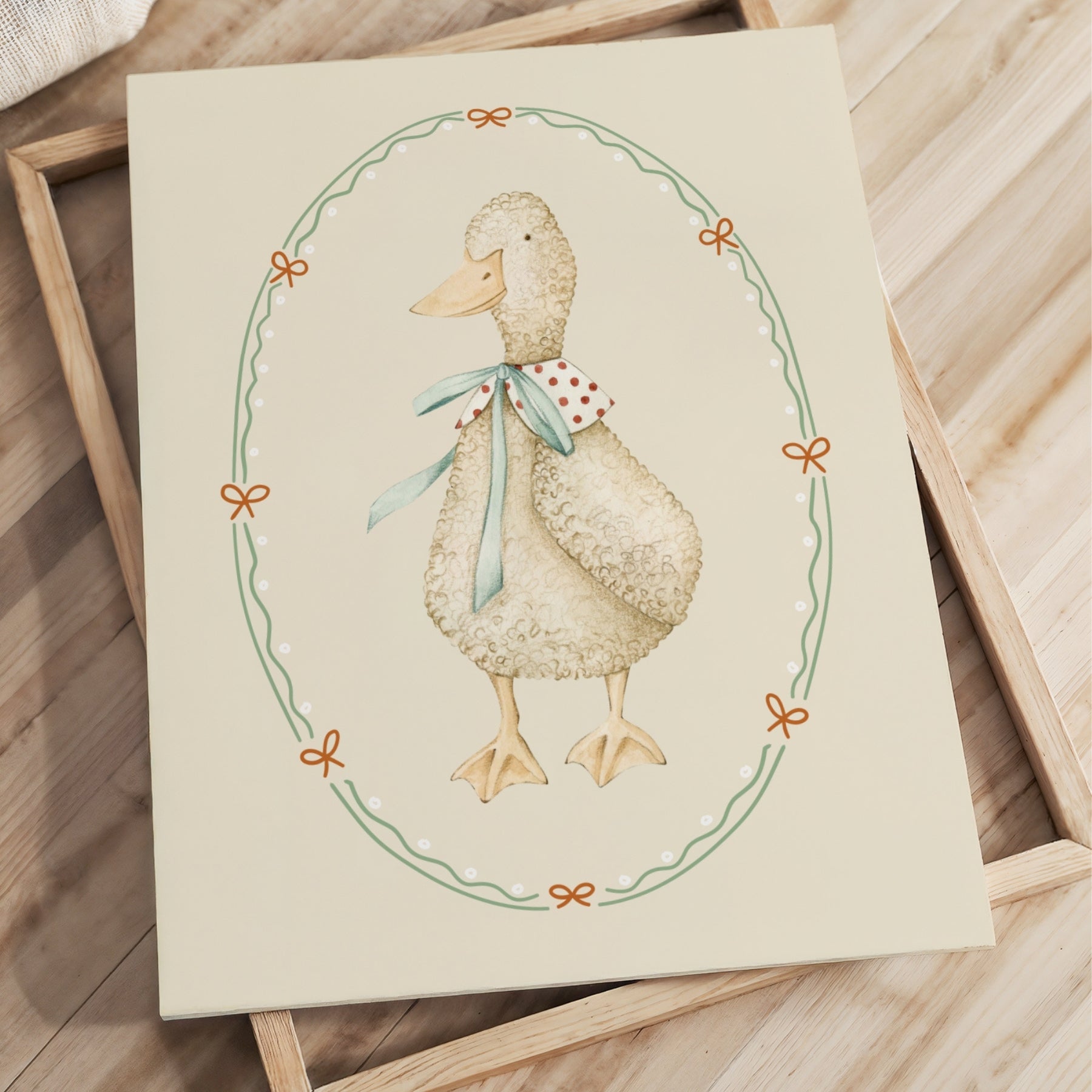 Quadro su tela con anatra riccia