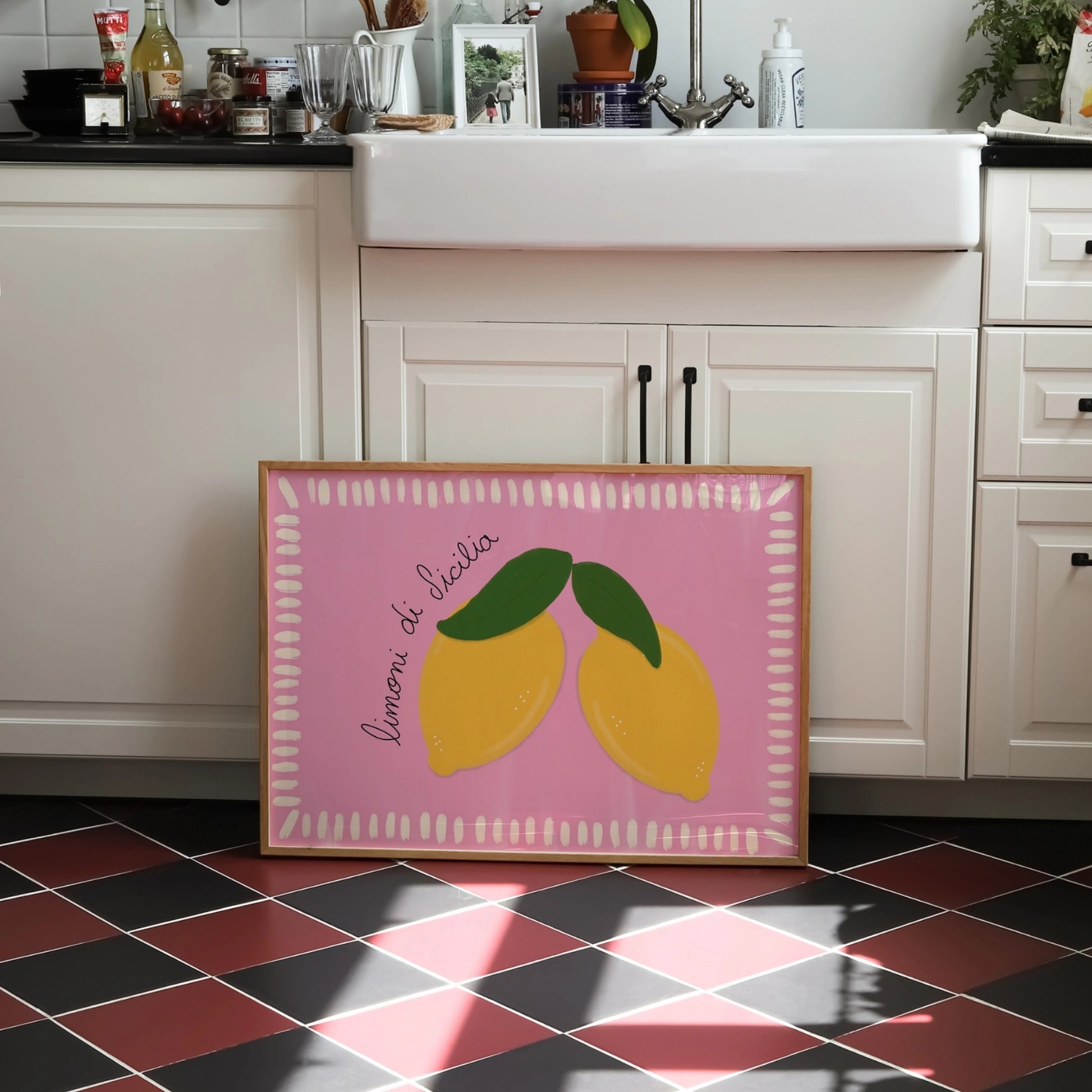 Decorazione murale per la tavola da pranzo italiana – Stampa di pasta, vino e cucina