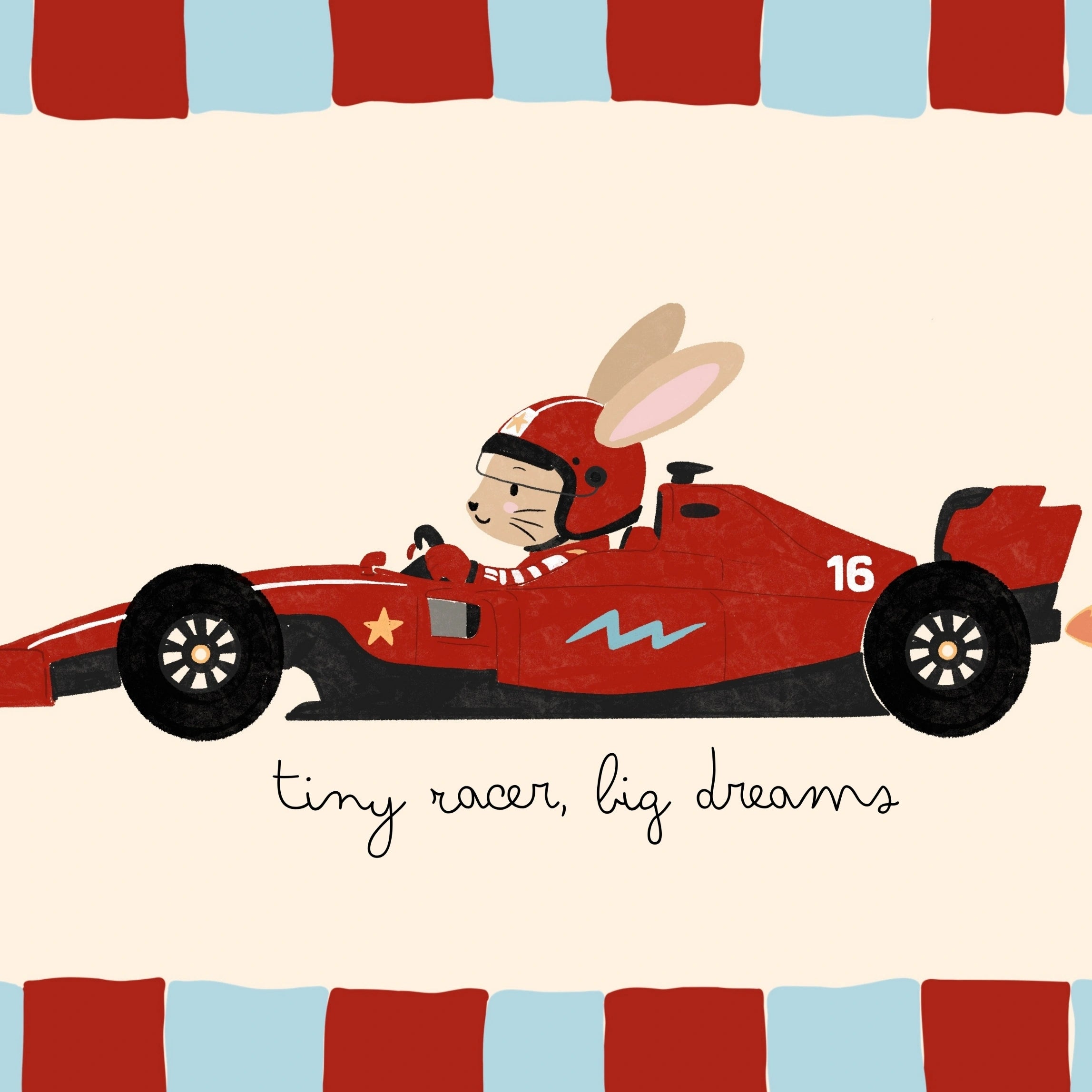 Race Car Bunny Nursery Print