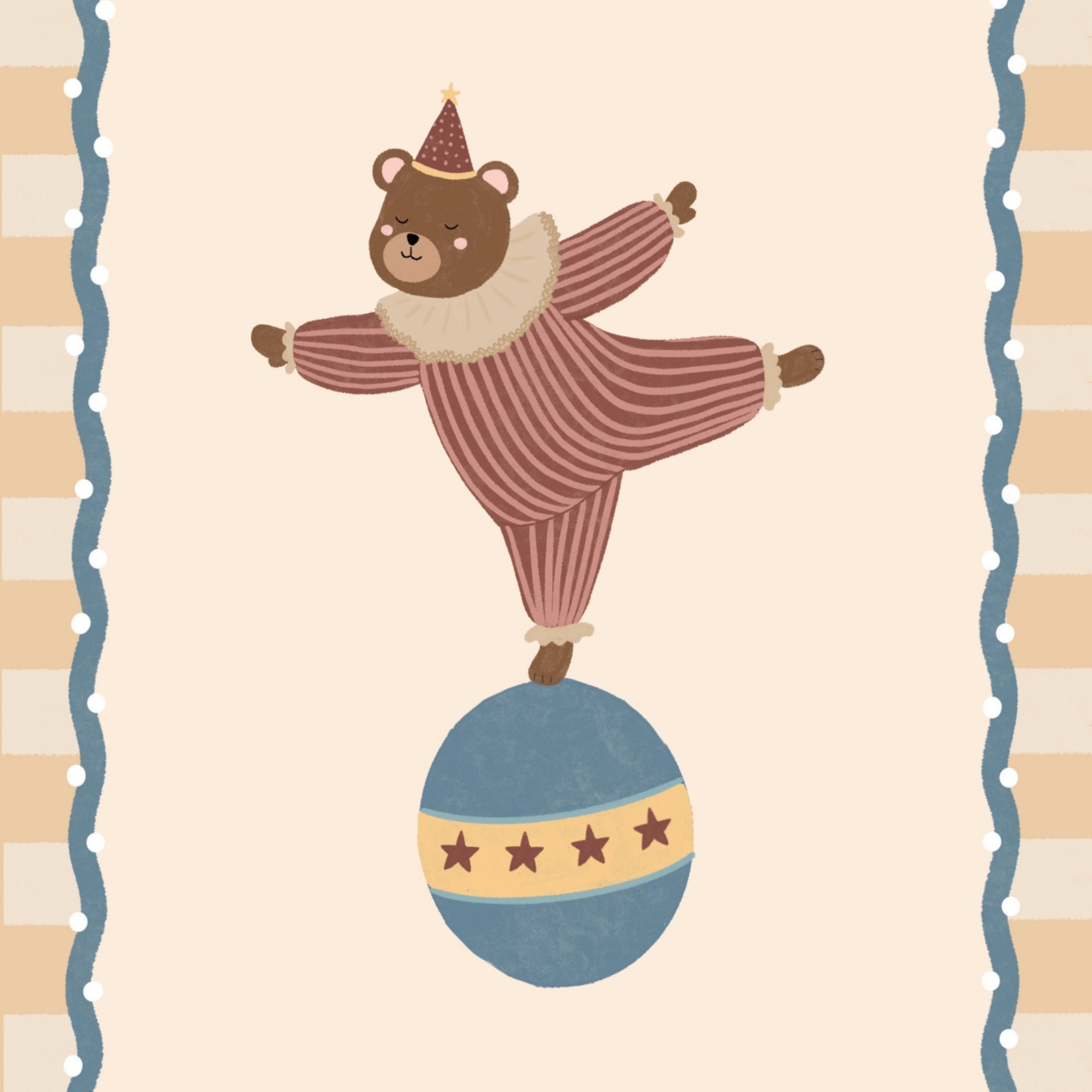 Arte da parete per cameretta con orso del circo