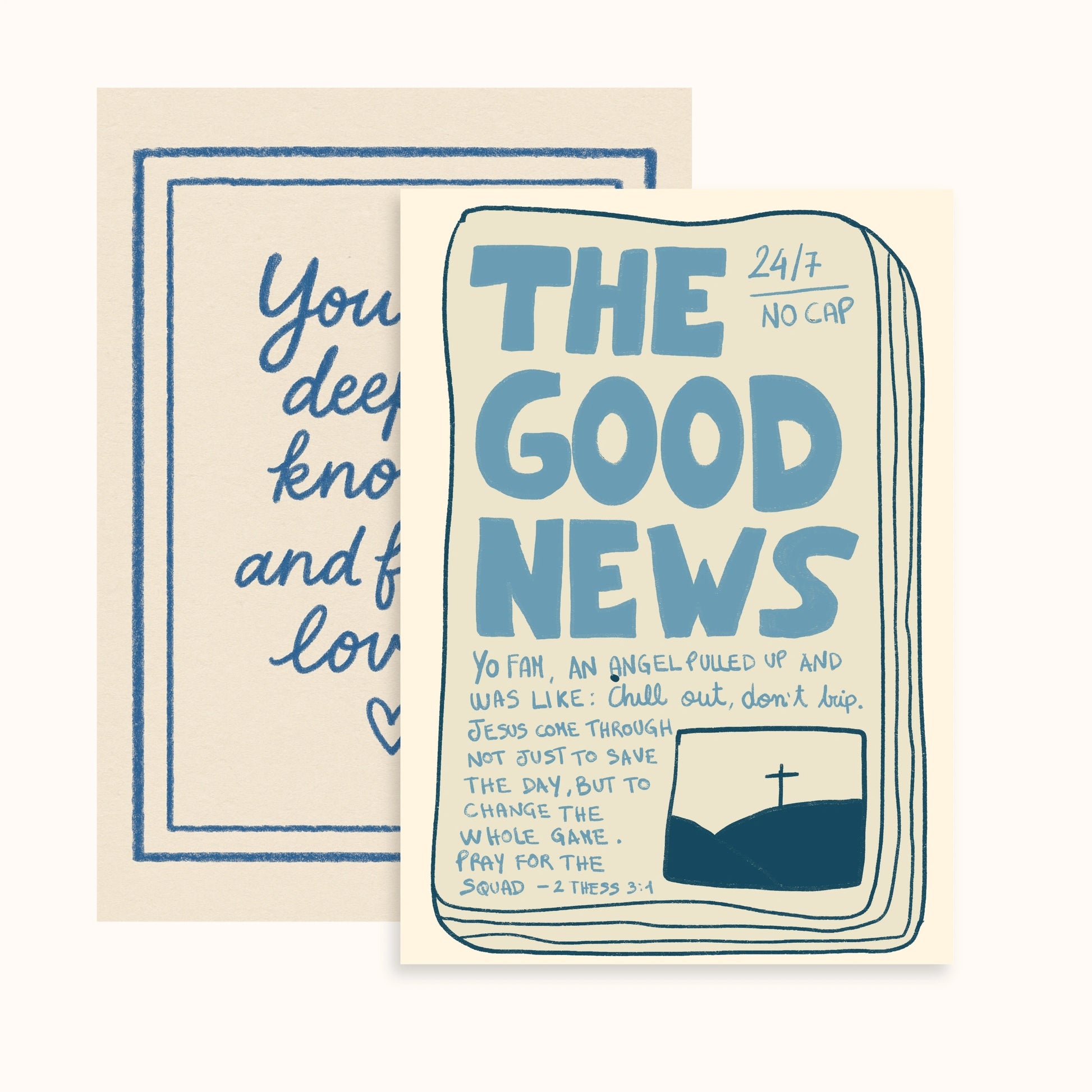 Blue Christian Wall Art Set of 2