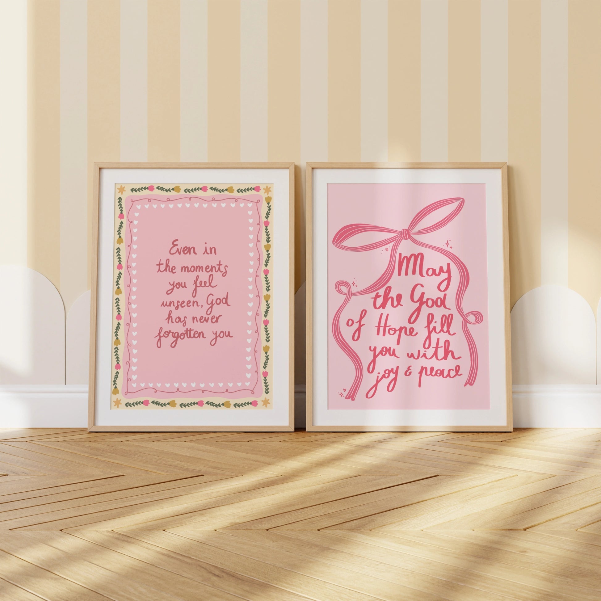 Pink Christian Wall Art Set of 2