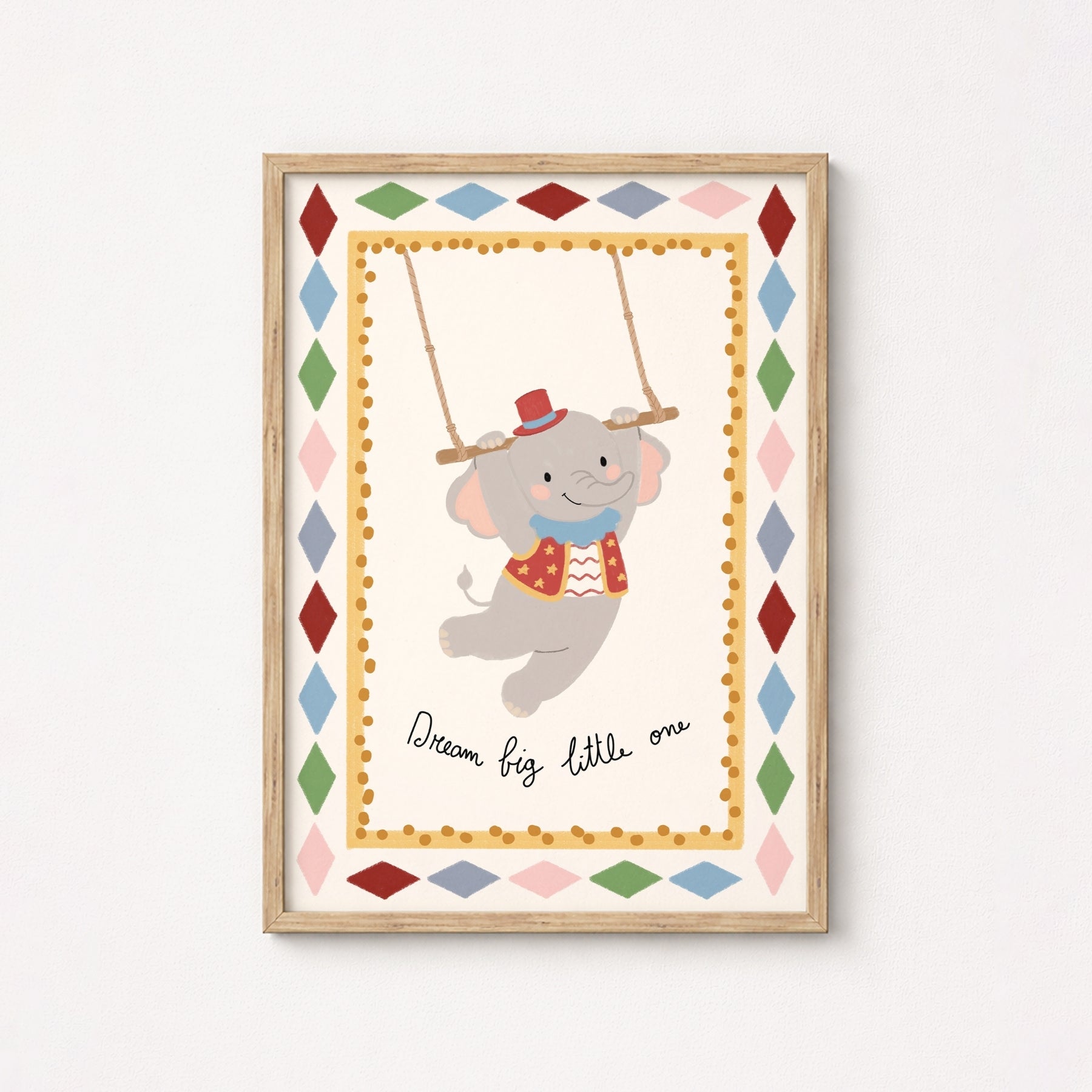 Lámina nursery con elefante de circo