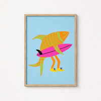 Surfer Fish Wall Art - Divertente stampa costiera