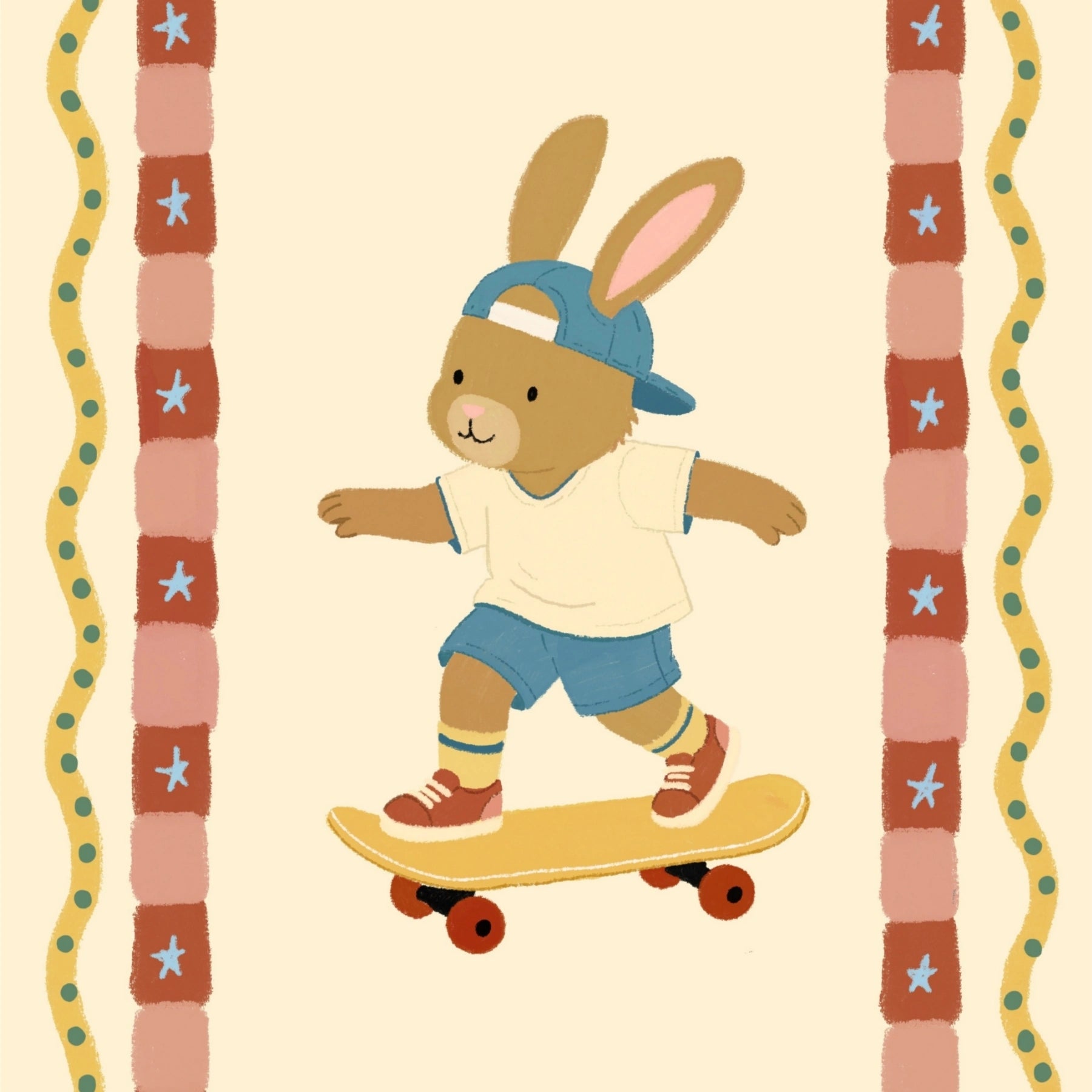 Skateboard Bunny Nursery Wall Art