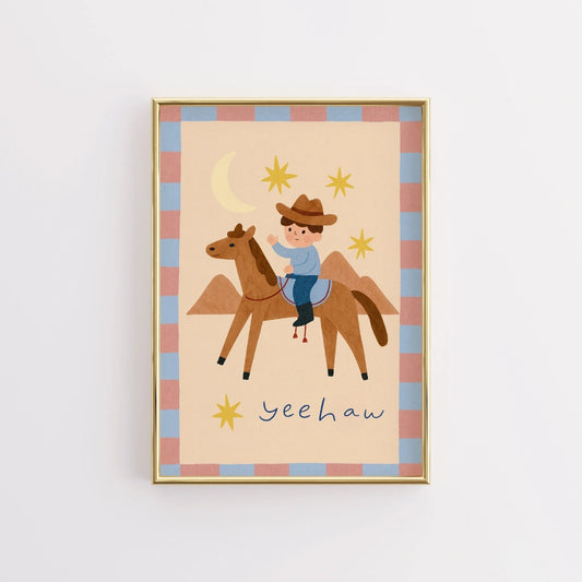 Cowboy Nursery Print - Yeehaw Kids Wall Art
