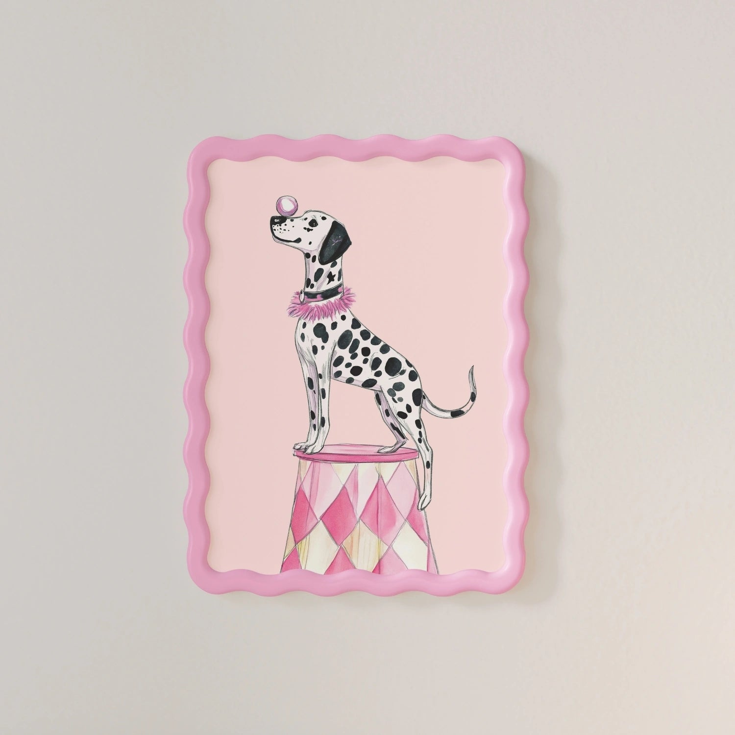 Dalmatian Circus Wall Art - Decorazione per Cameretta da Ragazza con Cane Rosa