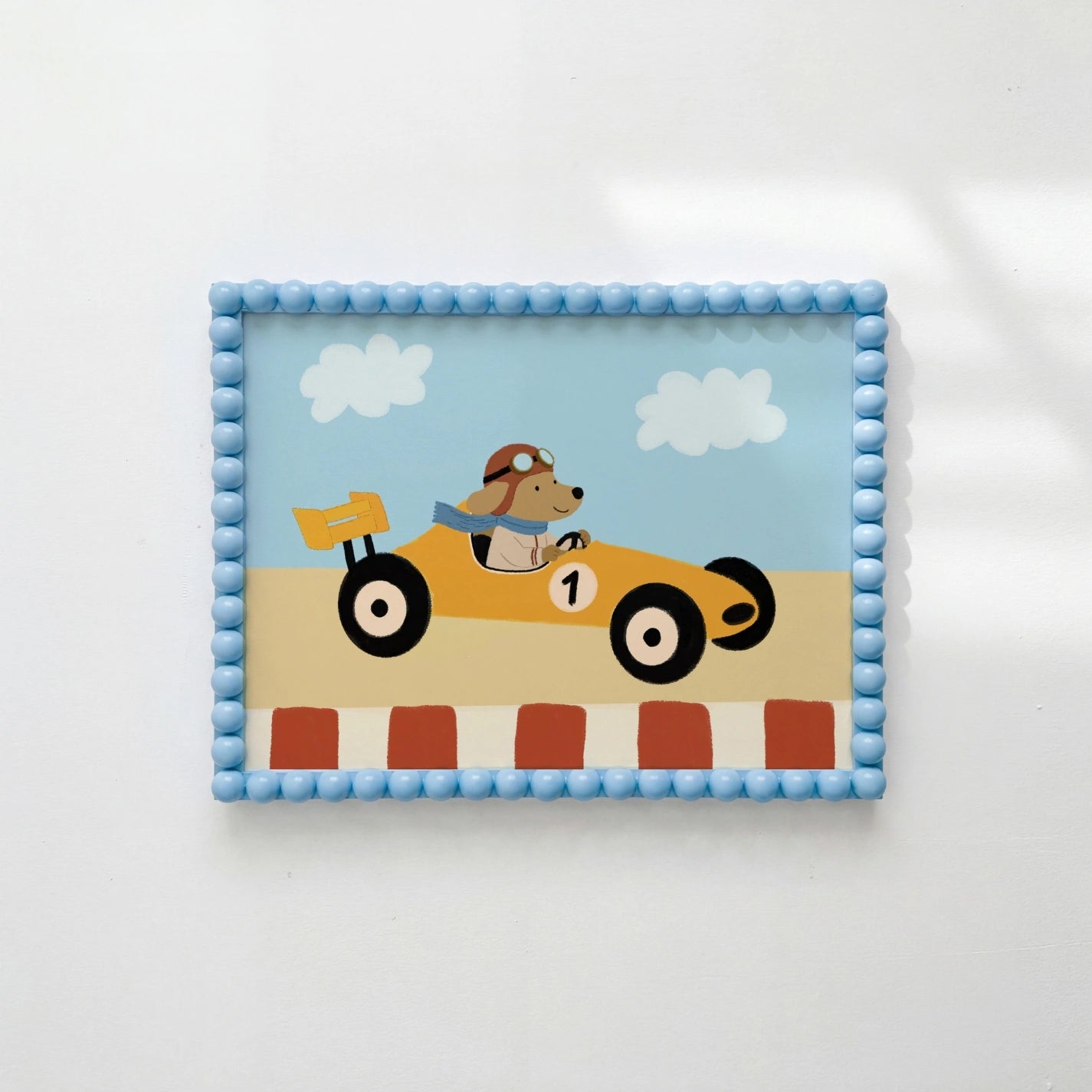 Race Car Dog Nursery Wall Art, Kids Sports Wall Art