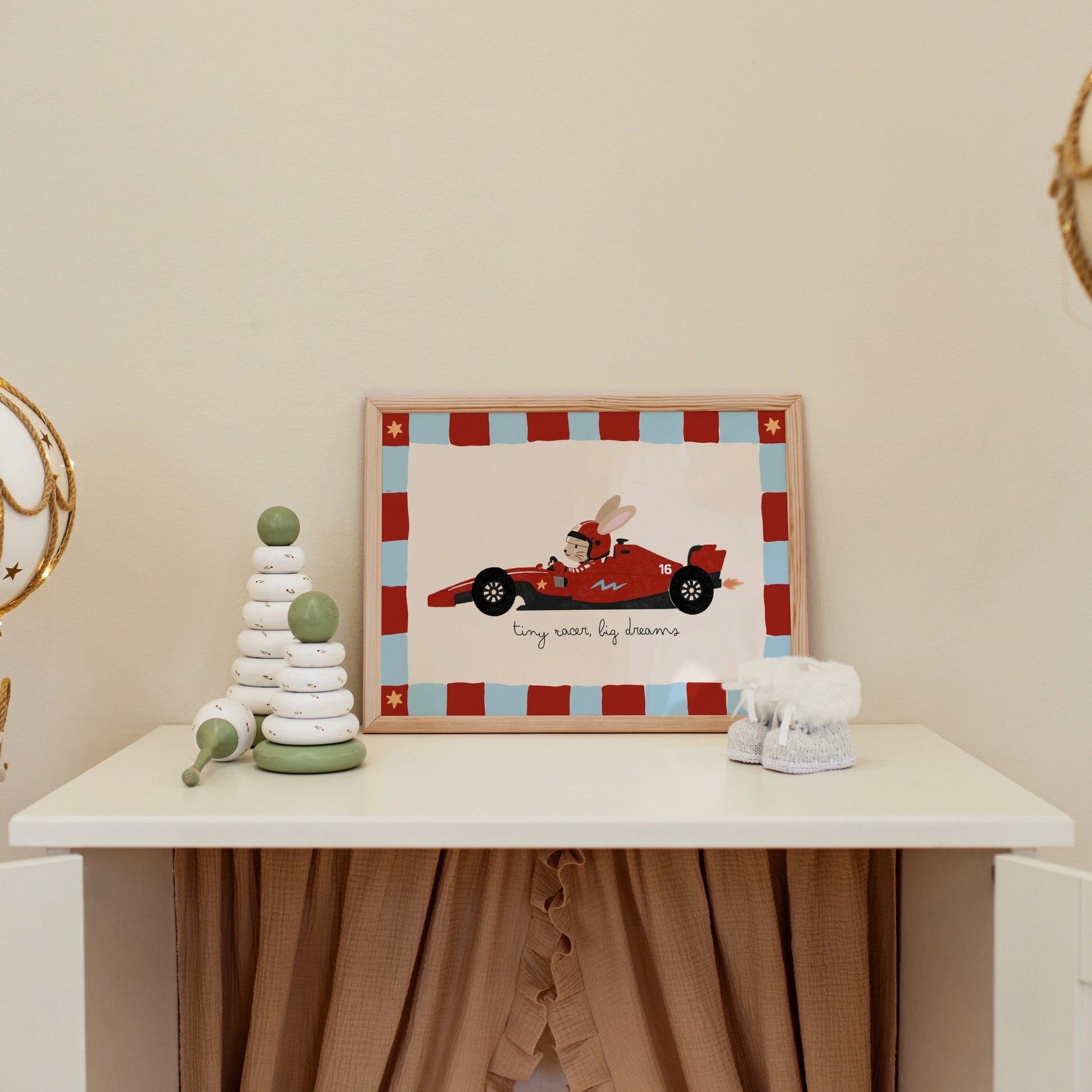 Race Car Bunny Nursery Print