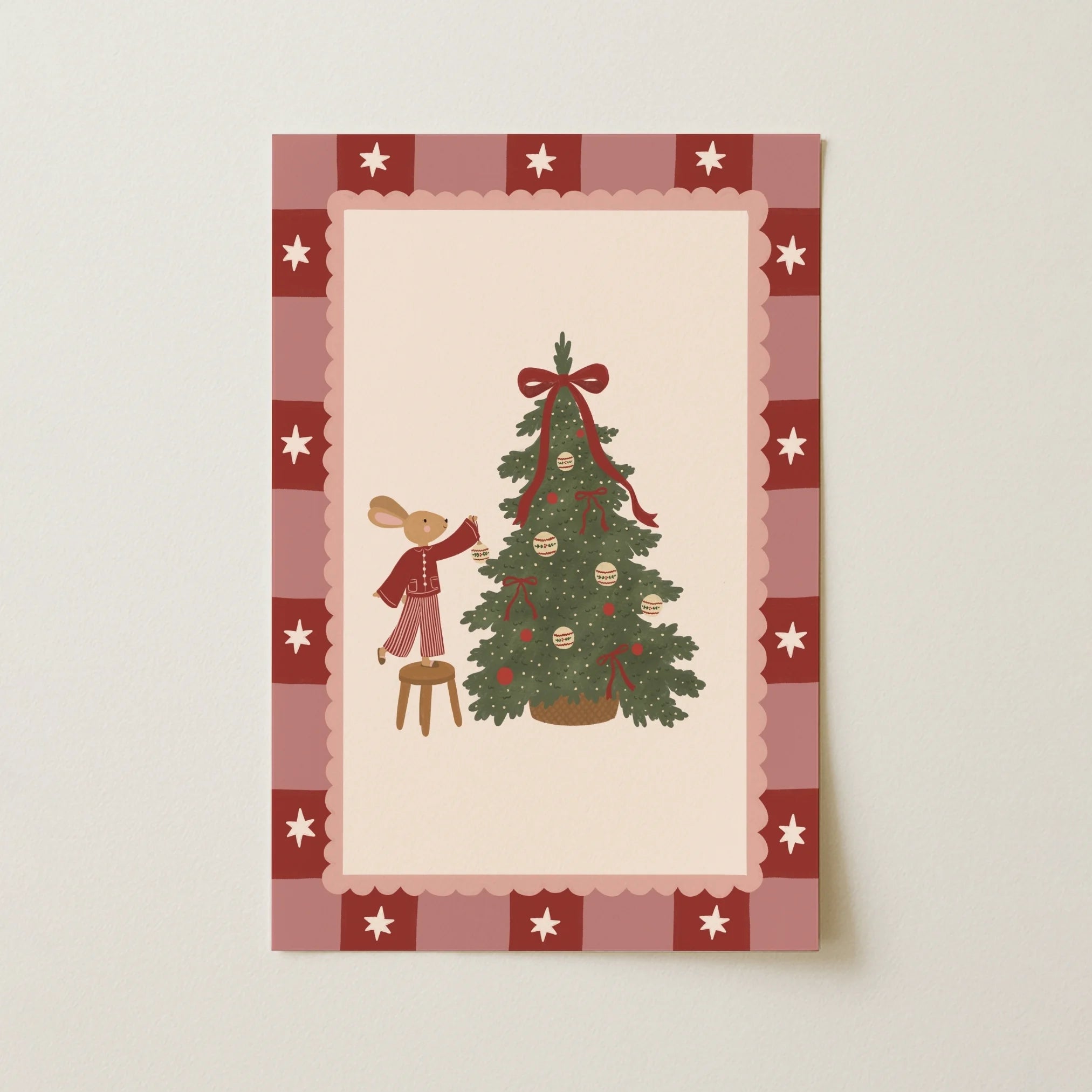 Hase schmückt den Weihnachtsbaum – Weihnachtsposter
