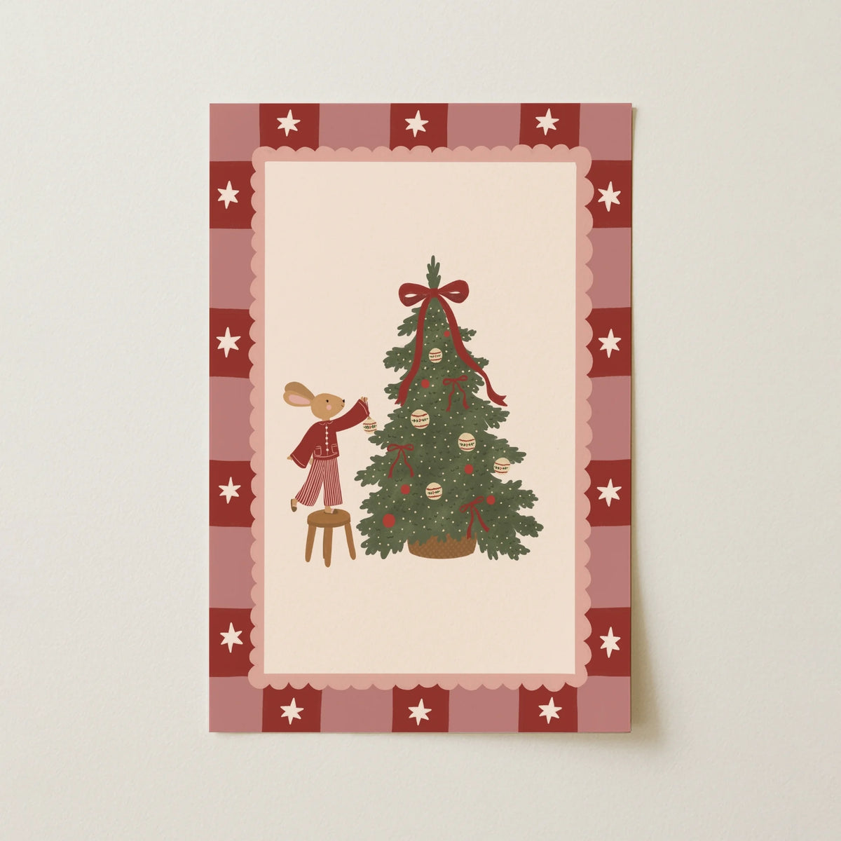 Hase schmückt den Weihnachtsbaum – Weihnachtsposter