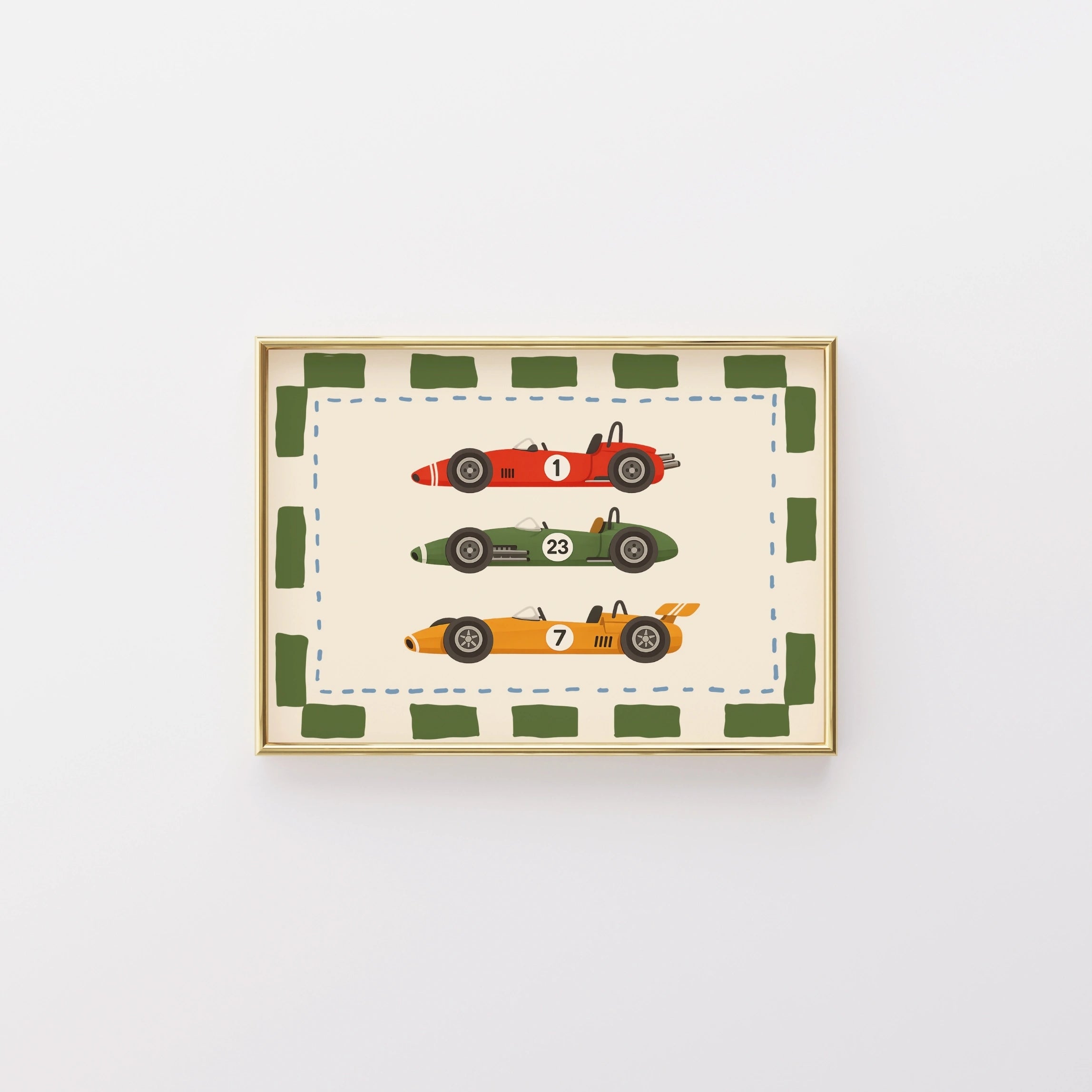 Vintage Race Cars Nursery Print