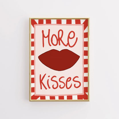 More Kisses Wall Art – Bold Red Lips Poster