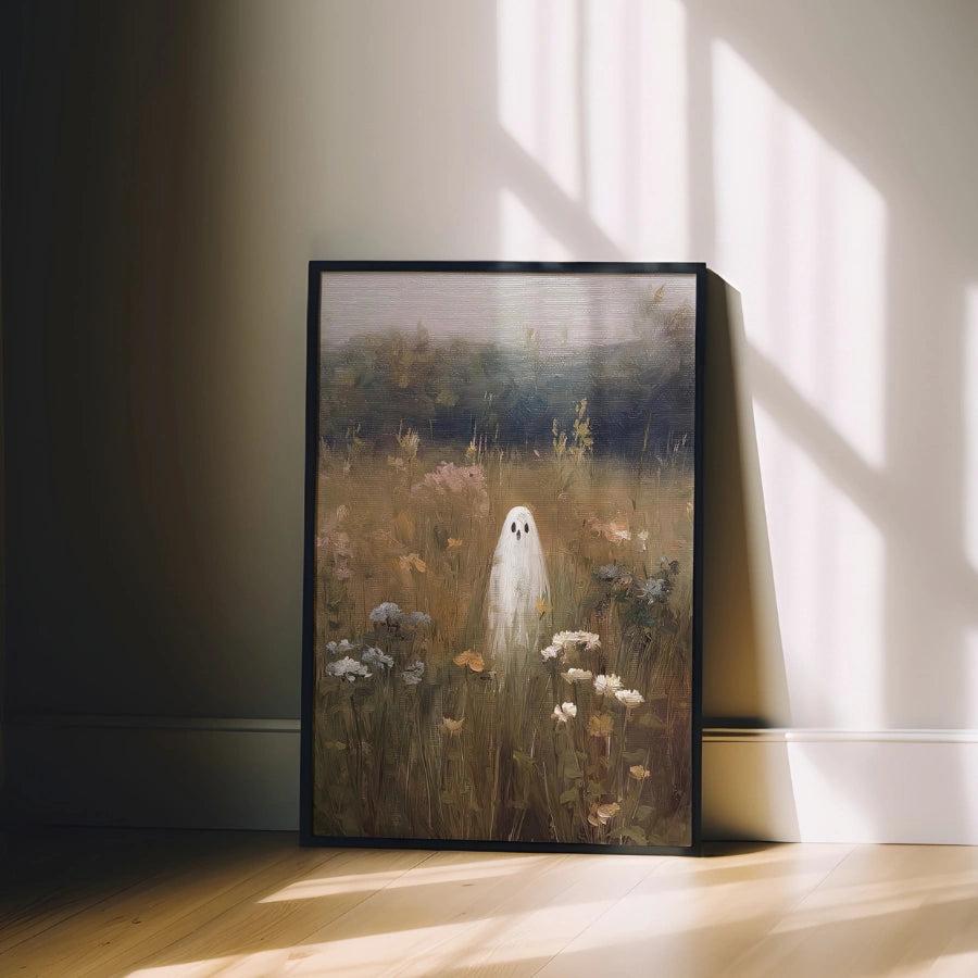 Ghost in a Wildflower Field – Moody Halloween Wall Art