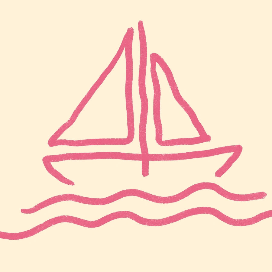 Sailboat Line Art Print – Pink Nautical Wall Art