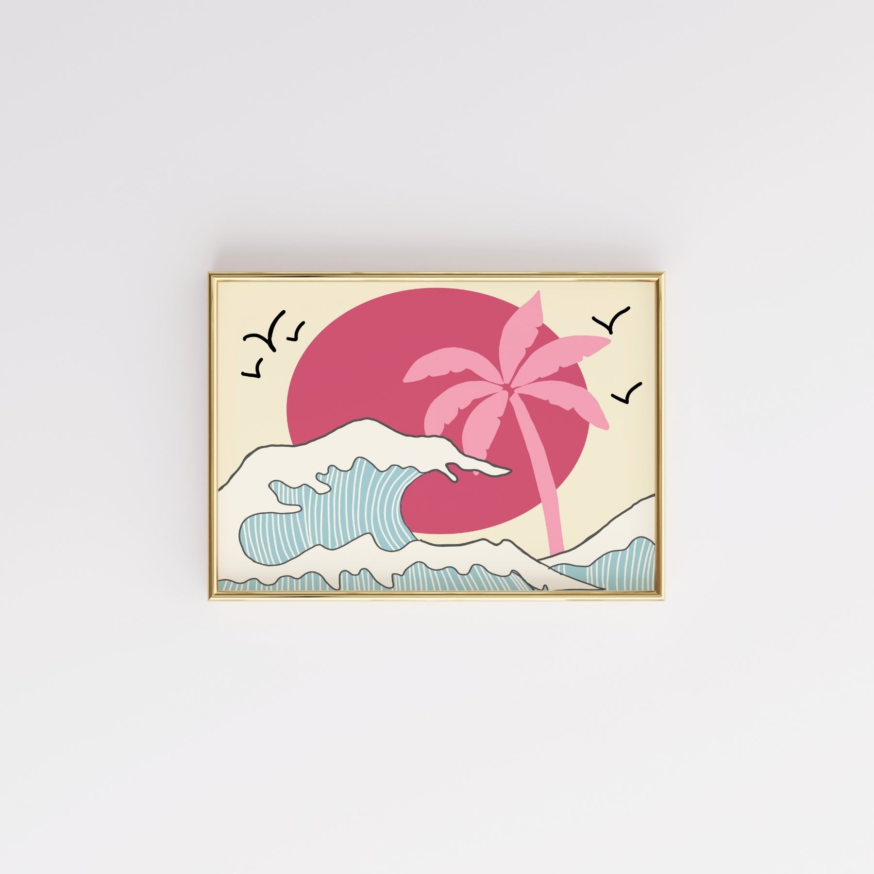 Stampa di onde tropicali – Arte murale costiera retrò