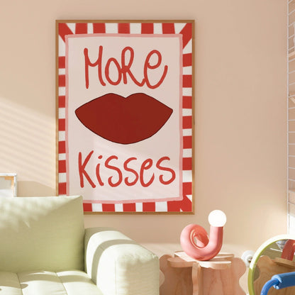 More Kisses Wall Art – Bold Red Lips Poster