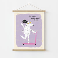To the Moon Dog Print – Cute Scooter Wall Art for Kids