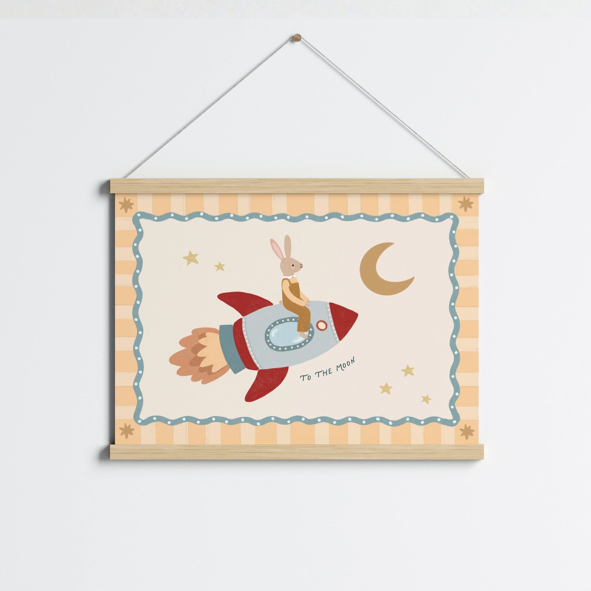 Rabbit Rocket Nursery Print