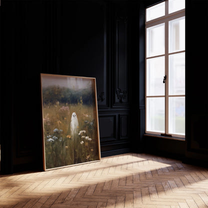 Ghost in a Wildflower Field – Moody Halloween Wall Art