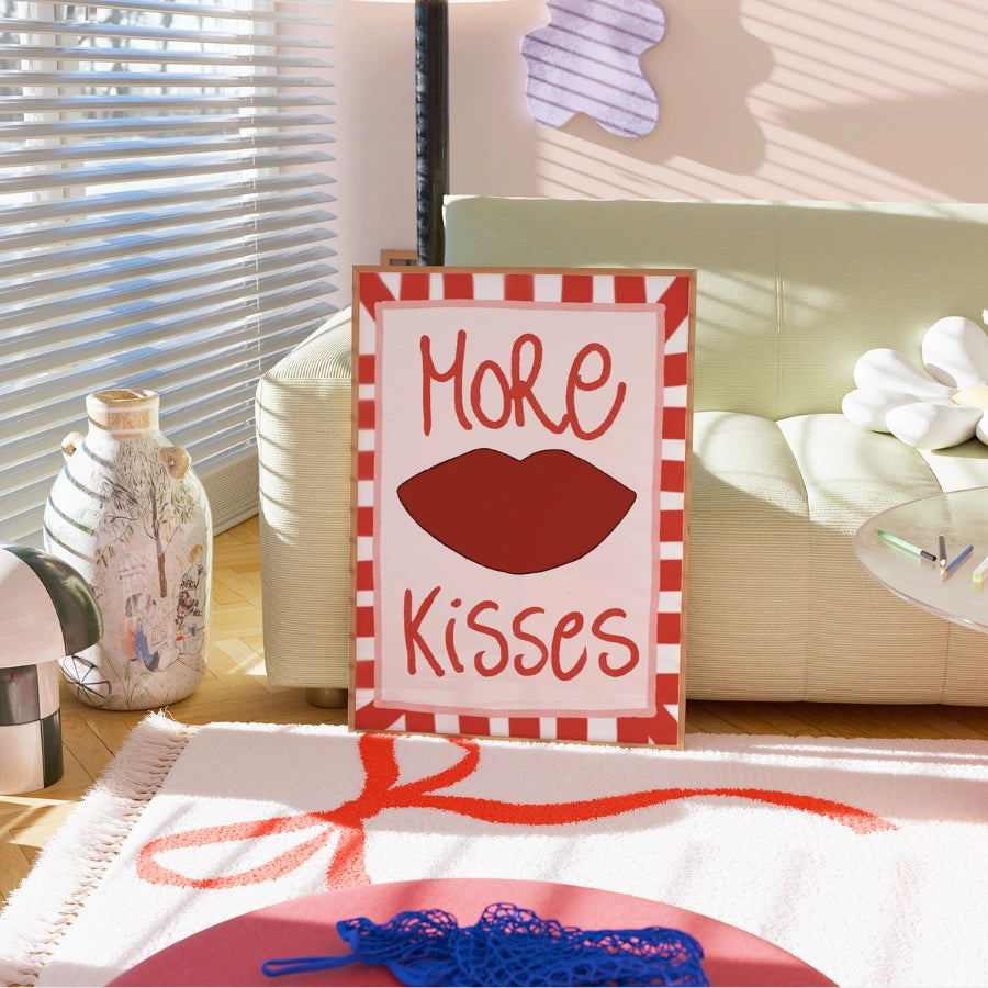 More Kisses Wall Art – Bold Red Lips Poster