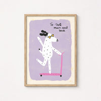 To the Moon Dog Print – Cute Scooter Wall Art for Kids