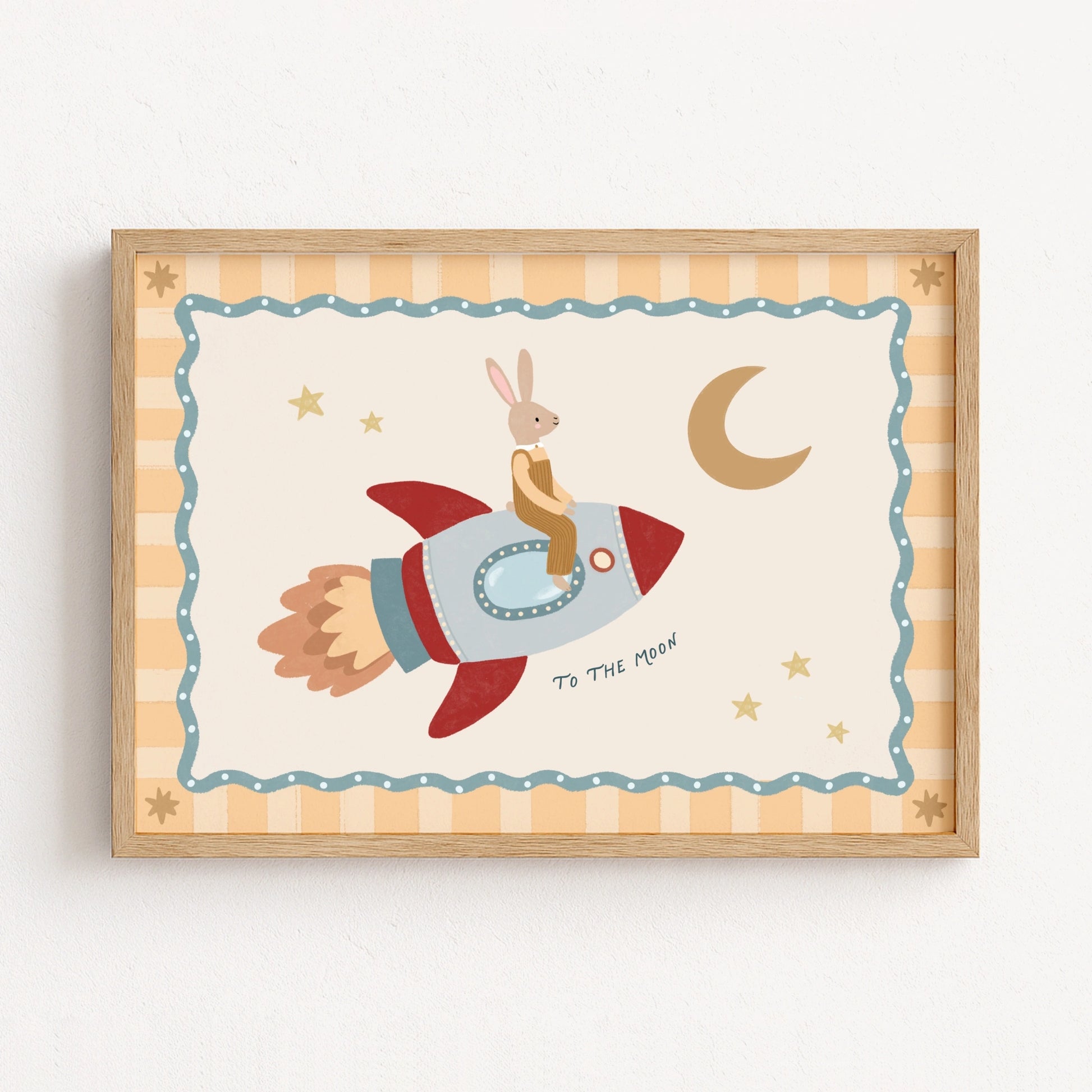 Rabbit Rocket Nursery Print