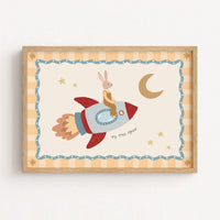Rabbit Rocket Nursery Print