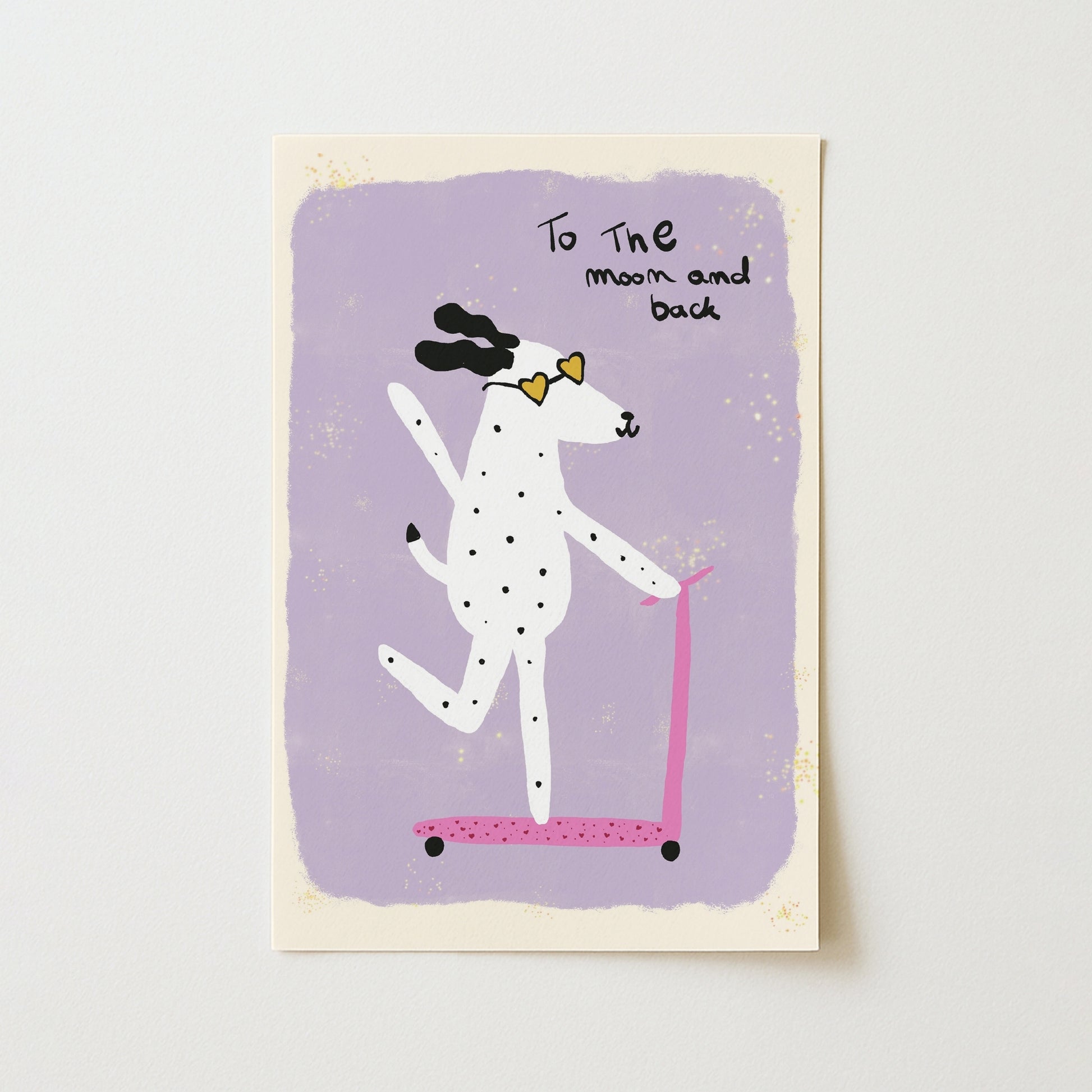 To the Moon Dog Print – Cute Scooter Wall Art for Kids