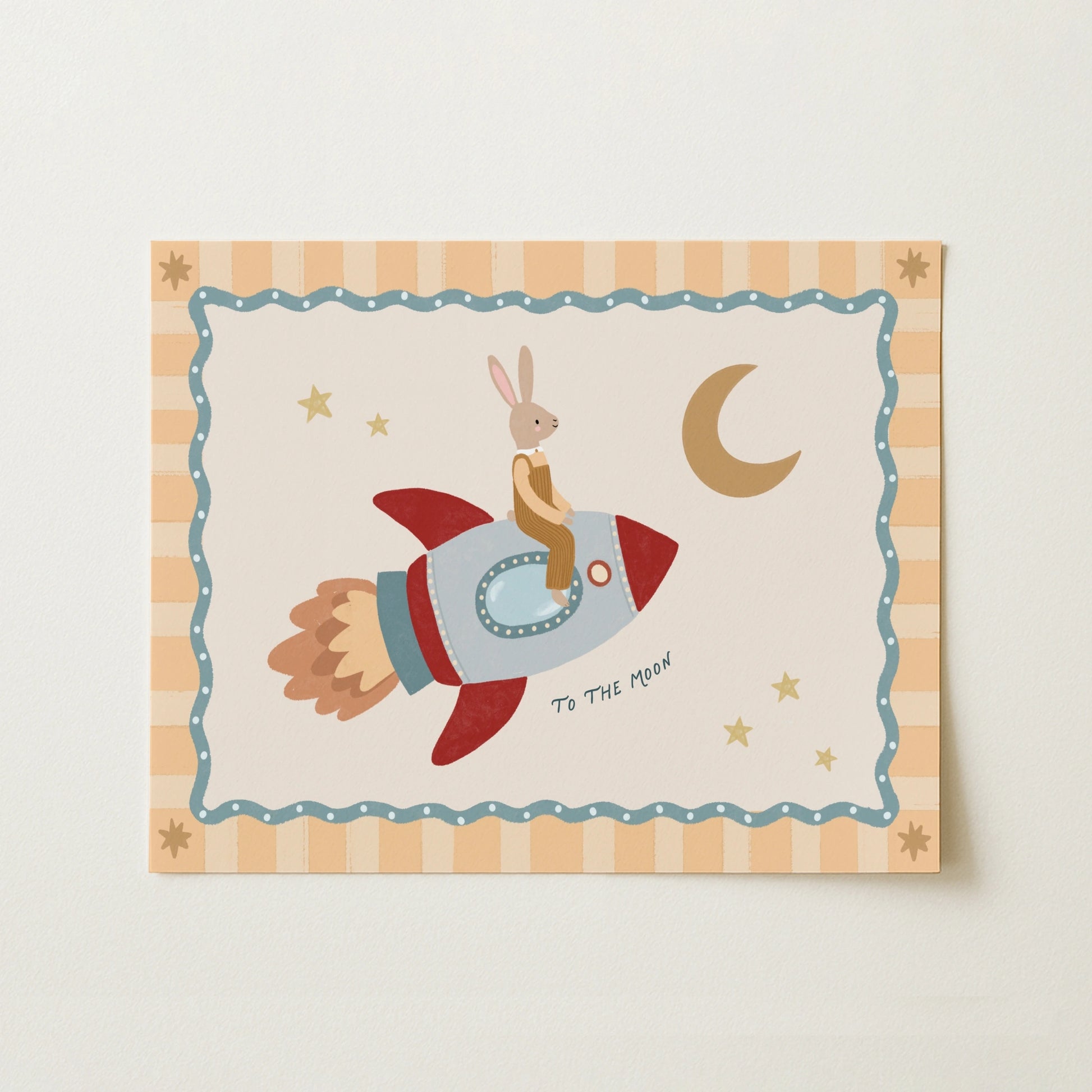 Rabbit Rocket Nursery Print
