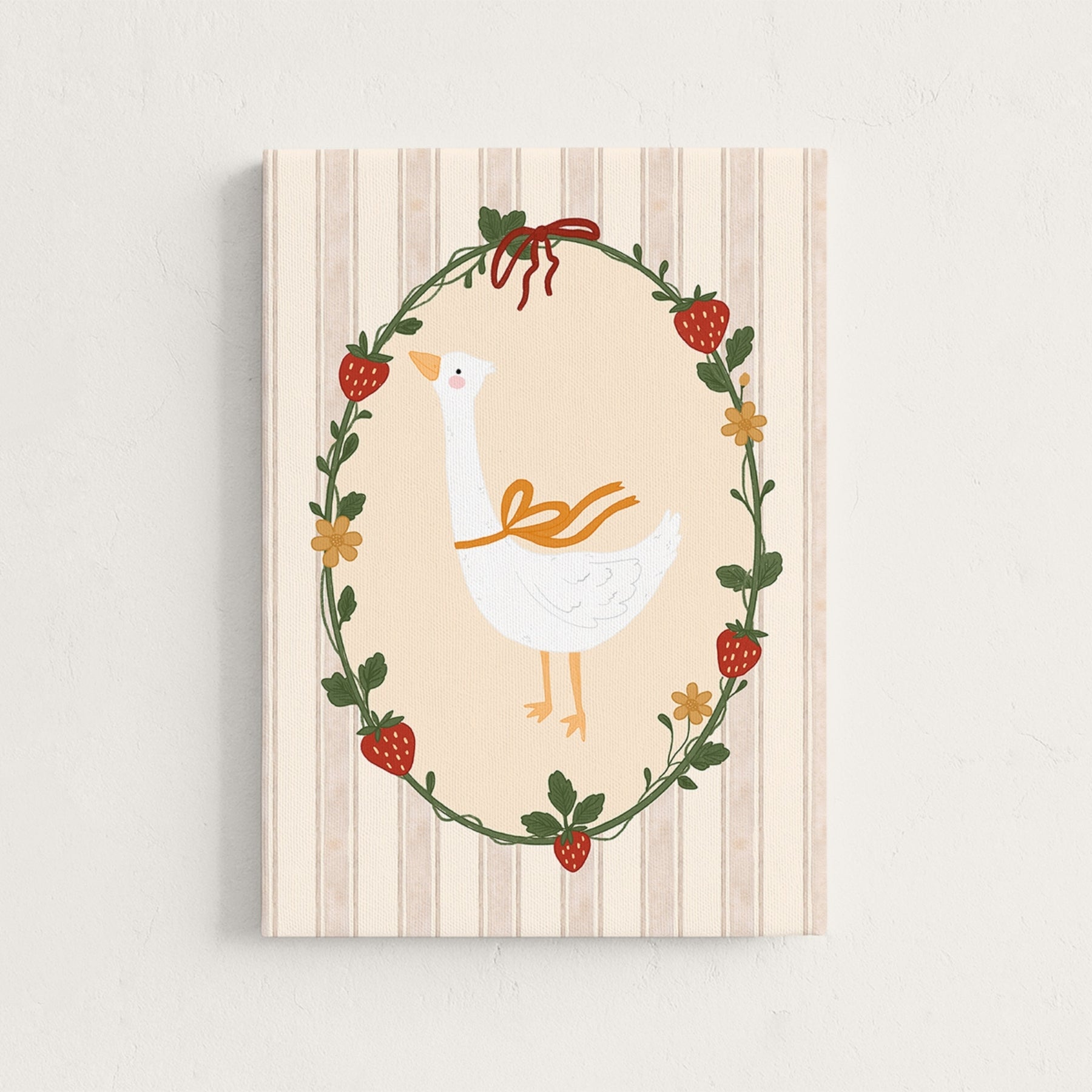 Goose and Strawberry Canvas Wall Art