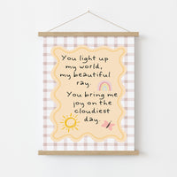 Nursery Quote Wall Art – Sunshine and Rainbow Print for Baby Room