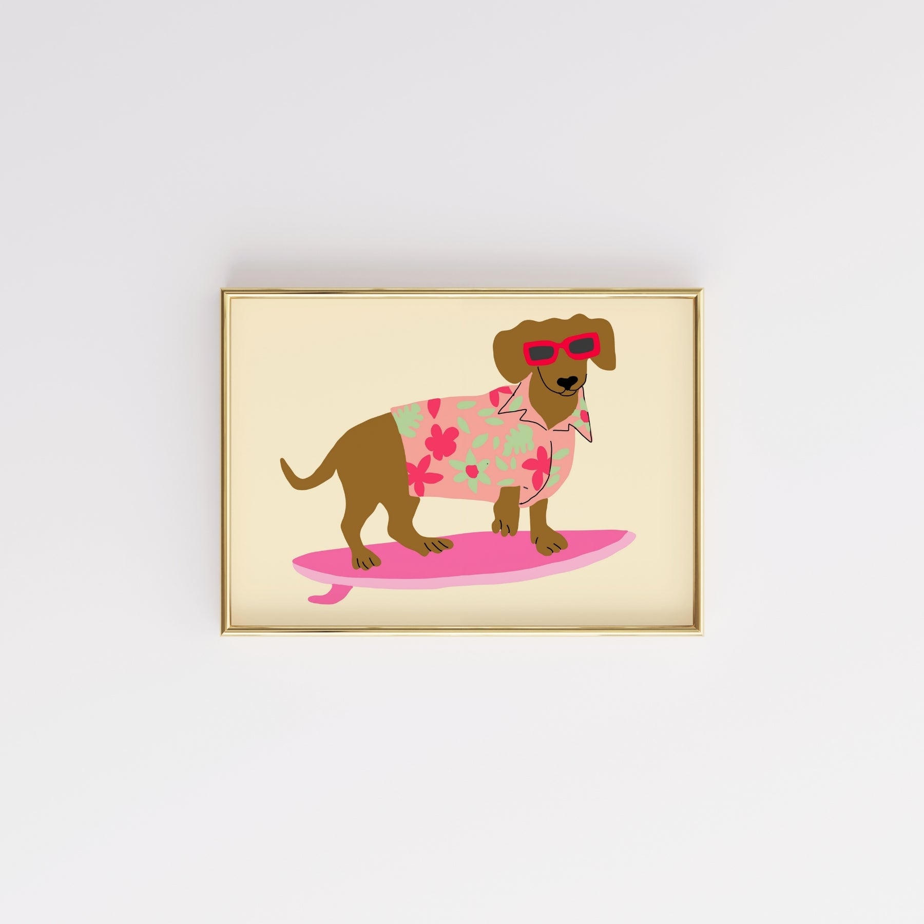 Stampa Surf Dog – Divertente arte murale tropicale