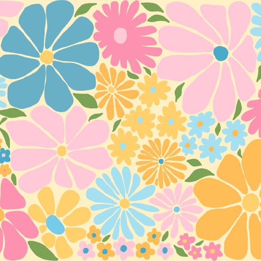 Retro Flower Power Print – Colorful Floral Wall Art