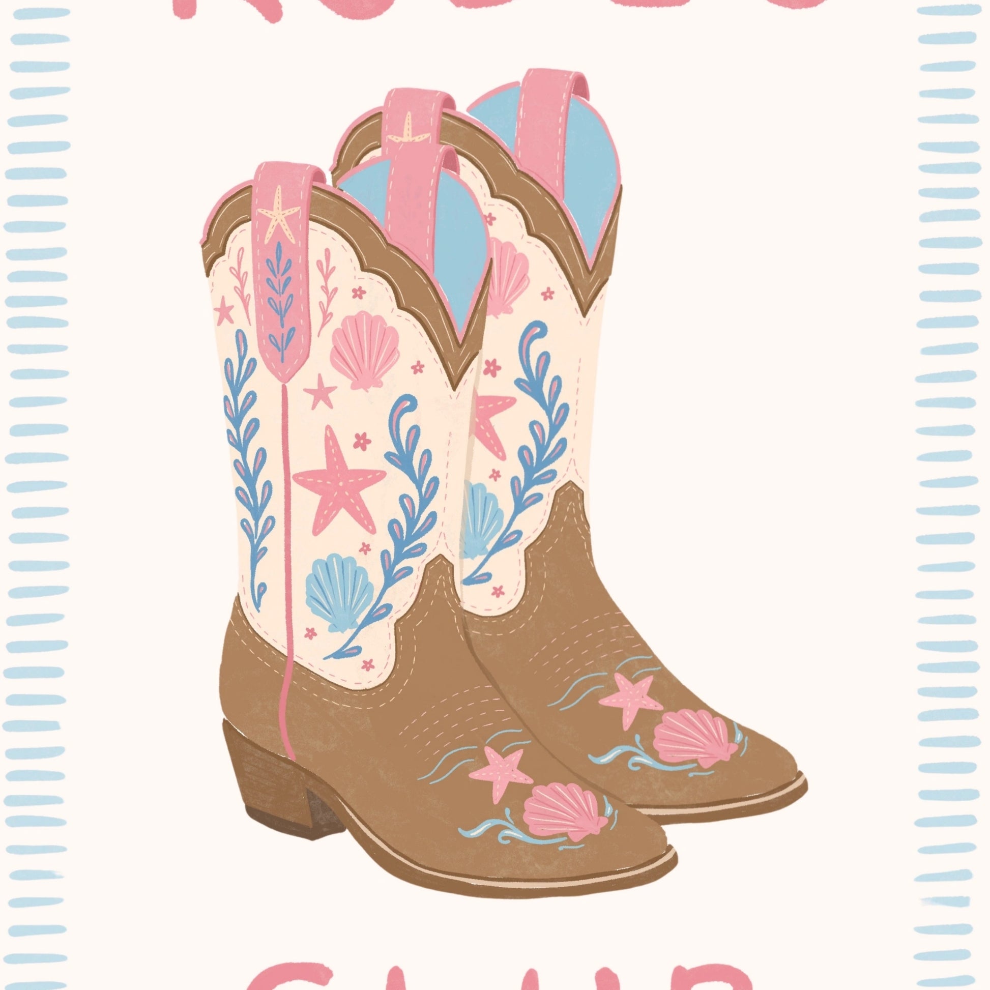 Coastal Cowgirl Boots Wall Art