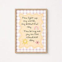 Nursery Quote Wall Art – Sunshine and Rainbow Print for Baby Room
