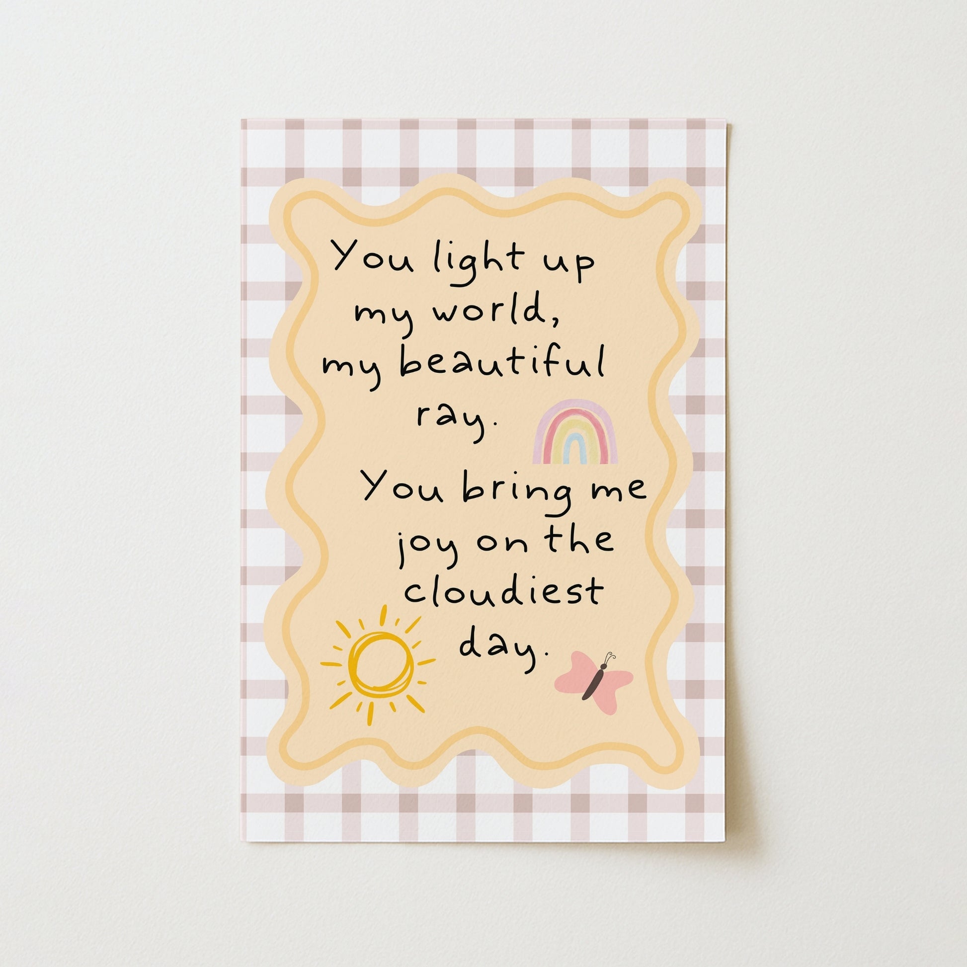 Nursery Quote Wall Art – Sunshine and Rainbow Print for Baby Room
