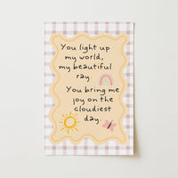 Nursery Quote Wall Art – Sunshine and Rainbow Print for Baby Room